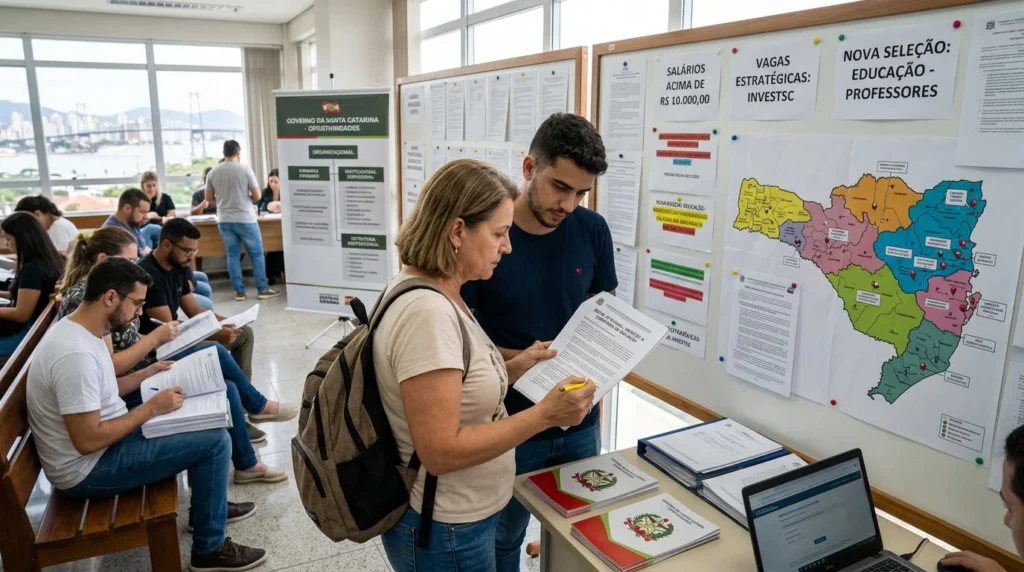 Concursos em Santa Catarina oferecem salários acima de R$ 10 mil e ampliam vagas em setores estratégicos