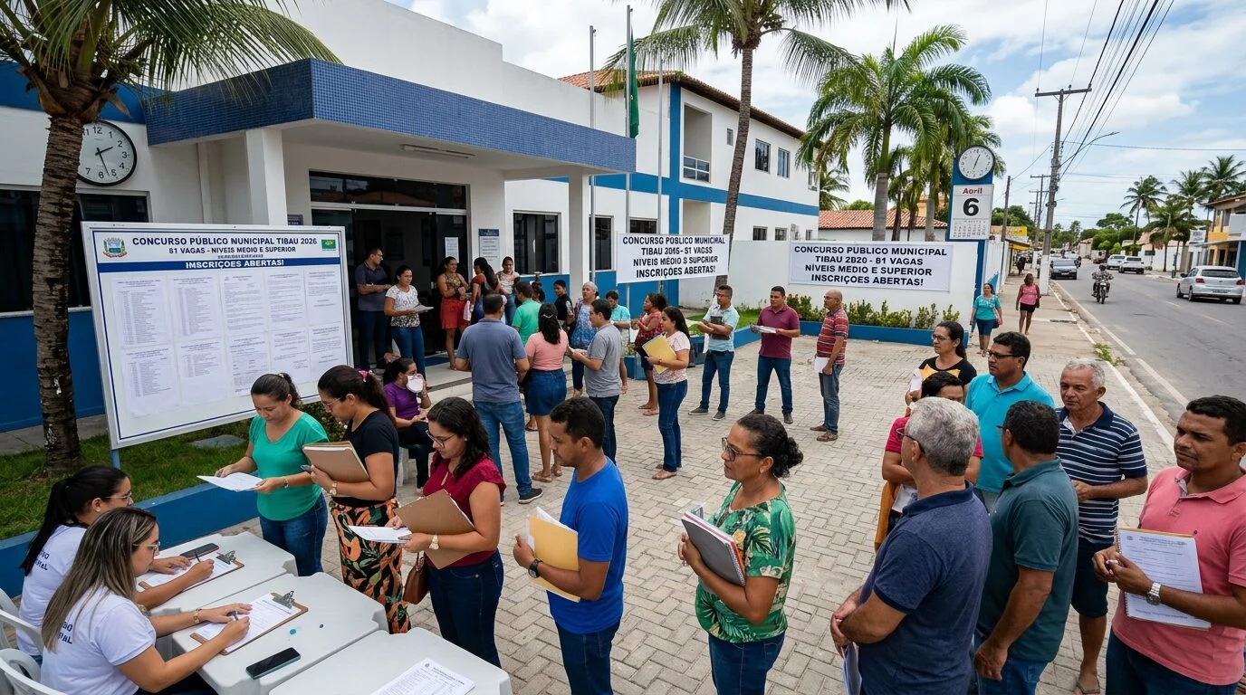 Prefeitura de Tibau anuncia concurso com 81 vagas e inscrições iniciam em 6 de abril