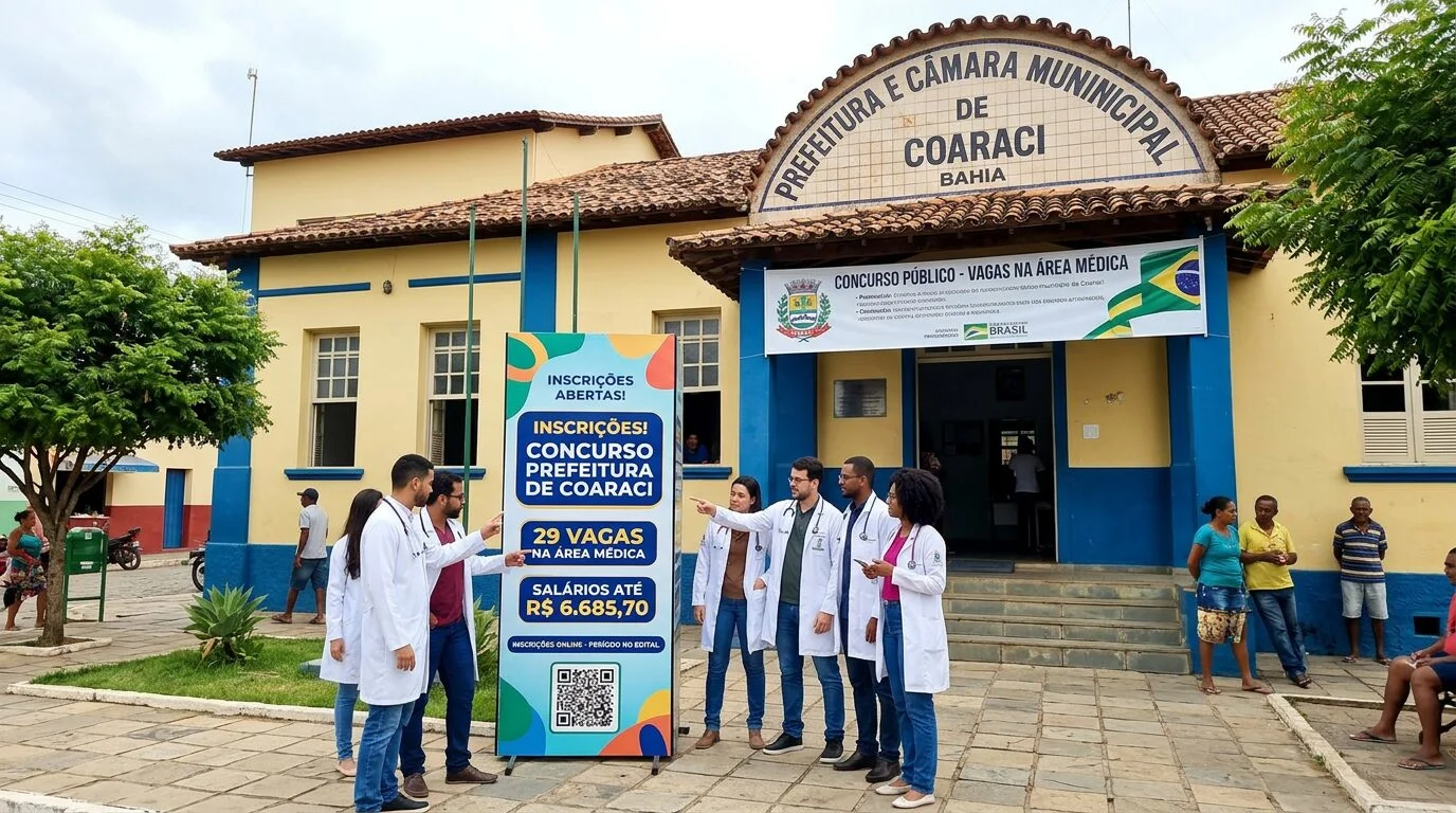 Prefeitura de Coaraci abre concurso com 29 vagas para médicos e salários de até R$ 6,6 mil