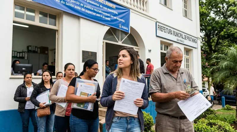 Concurso Prefeitura de Piratininga 2026 oferta 67 vagas com salários de até R$ 8,8 mil