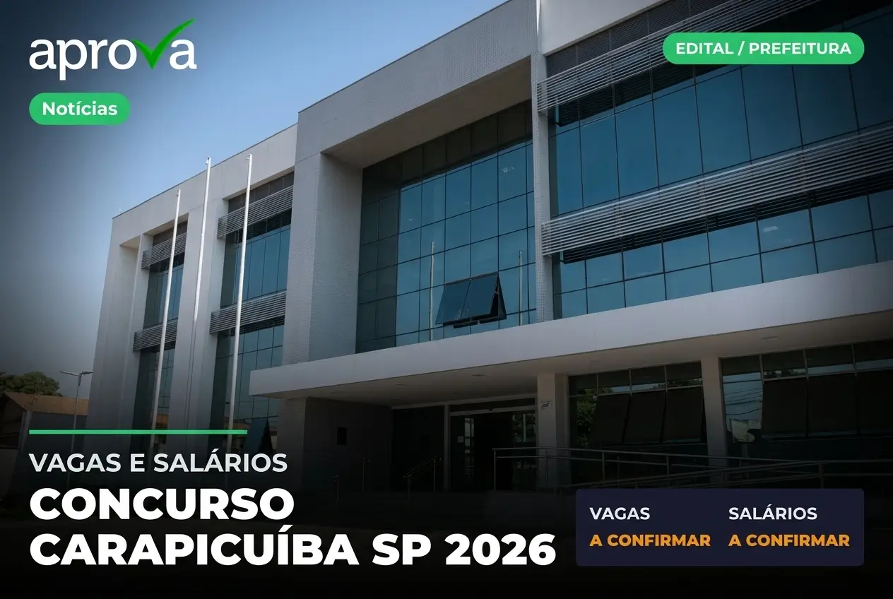 Concurso Prefeitura de Carapicuíba 2026 oferece vagas para Motorista, Fiscal e outros cargos com salários de até R$ 4,3 mil