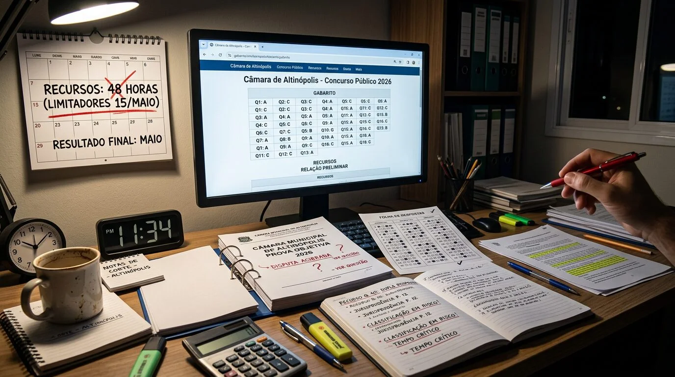 Gabarito preliminar do concurso da Câmara de Altinópolis movimenta candidatos e inicia prazo de recursos