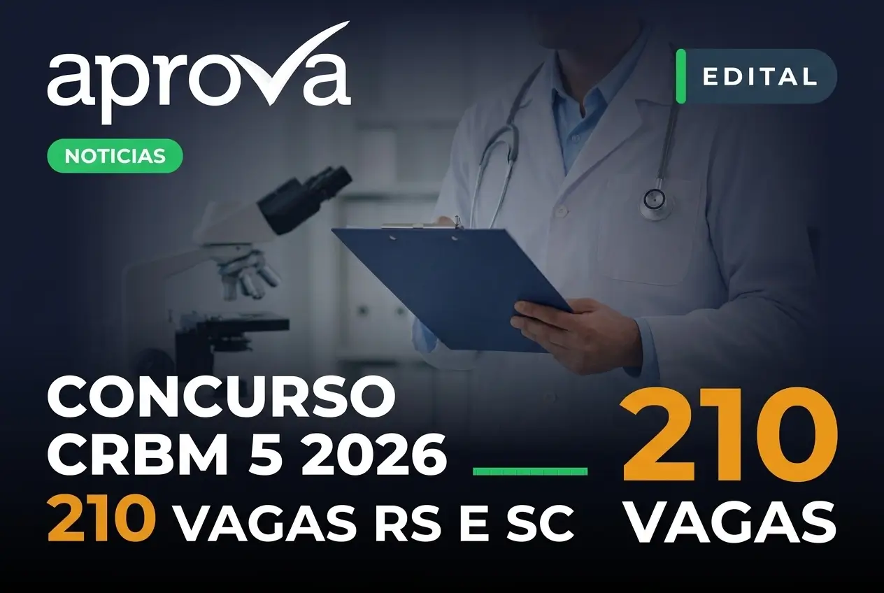Concurso CRBM 5 abre edital com 210 vagas para níveis médio e superior em 2026