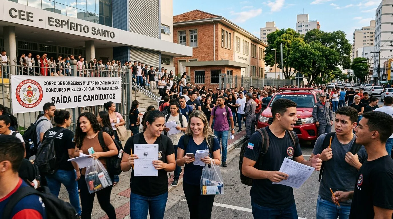 Gabarito preliminar do concurso Bombeiros ES 2026 será divulgado em 20 de abril; candidatos acompanham próximos passos