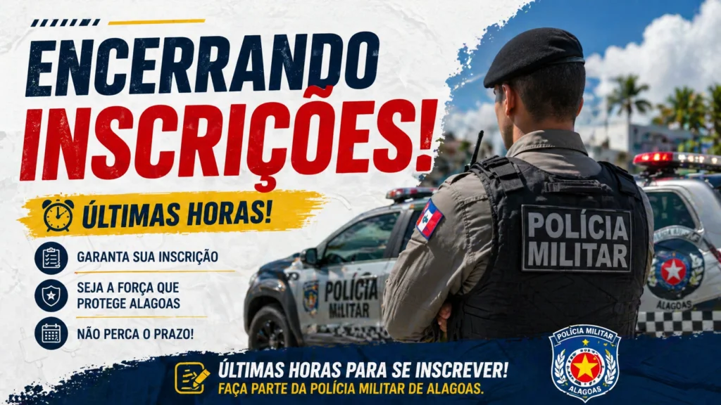 PM-AL encerra inscrições nesta quinta para 530 vagas com salários de até R$ 11,5 mil
