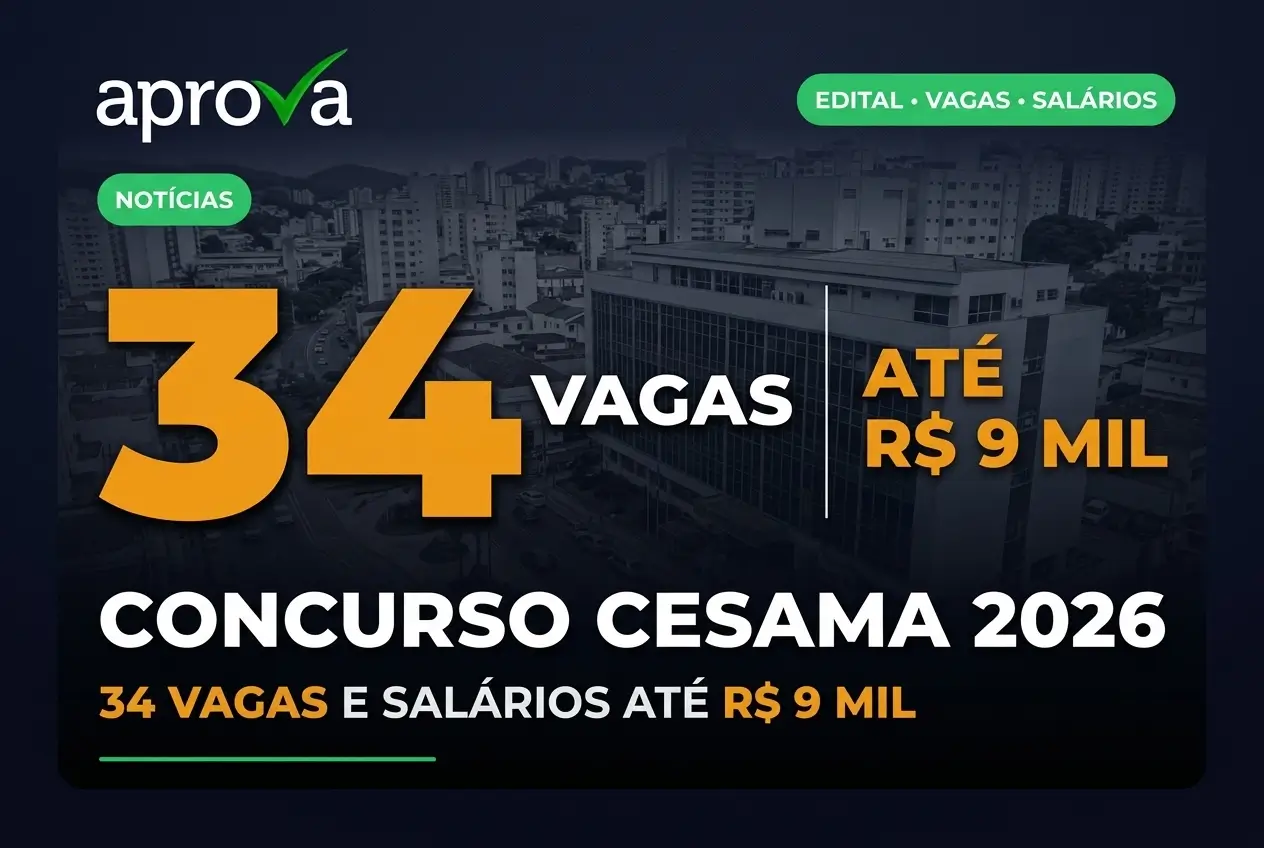 CESAMA Juiz de Fora anuncia concurso 2026 com 34 vagas e salários de até R$ 9 mil