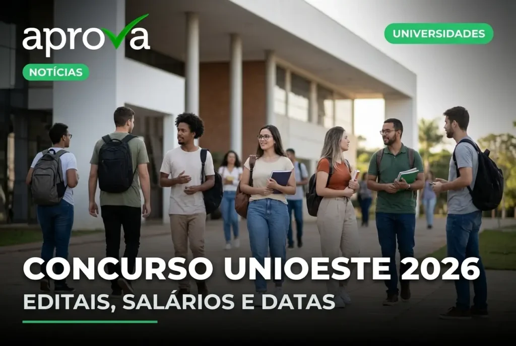 Concurso UNIOESTE 2026 oferece vagas temporárias com salários de até R$ 7,6 mil no Paraná