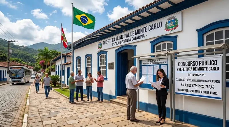 Prefeitura de Monte Carlo SC abre concurso com 32 vagas para todos os níveis e salários de até R$ 25,7 mil