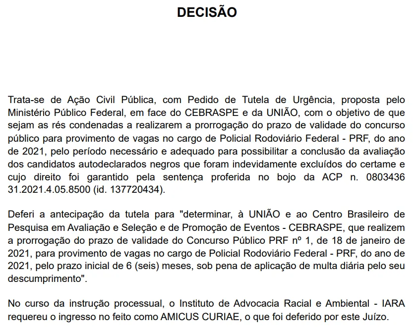 Concurso PRF 2021 pode ter validade estendida até dezembro de 2026 por decisão judicial