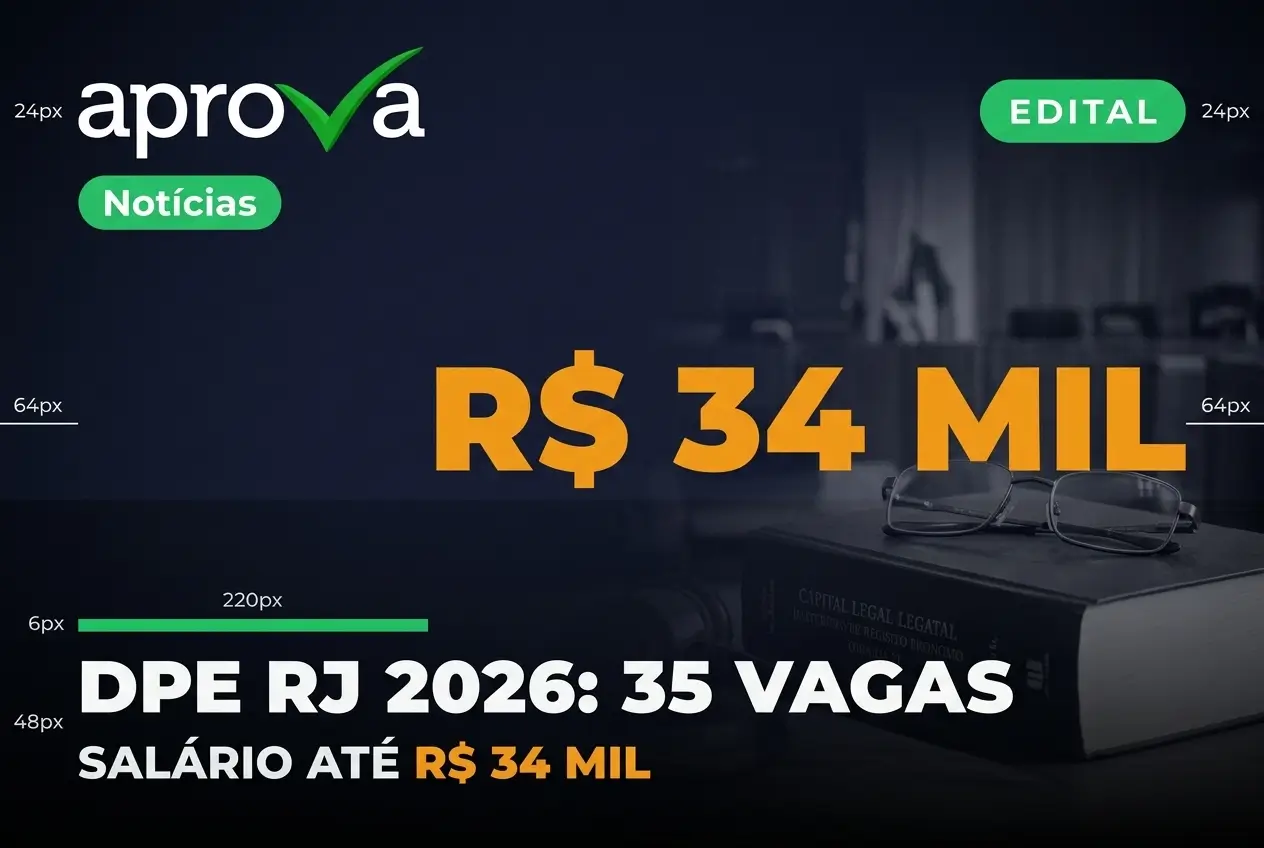 Concurso DPE RJ 2026 anuncia 35 vagas para Defensor com salário acima de R$ 34 mil
