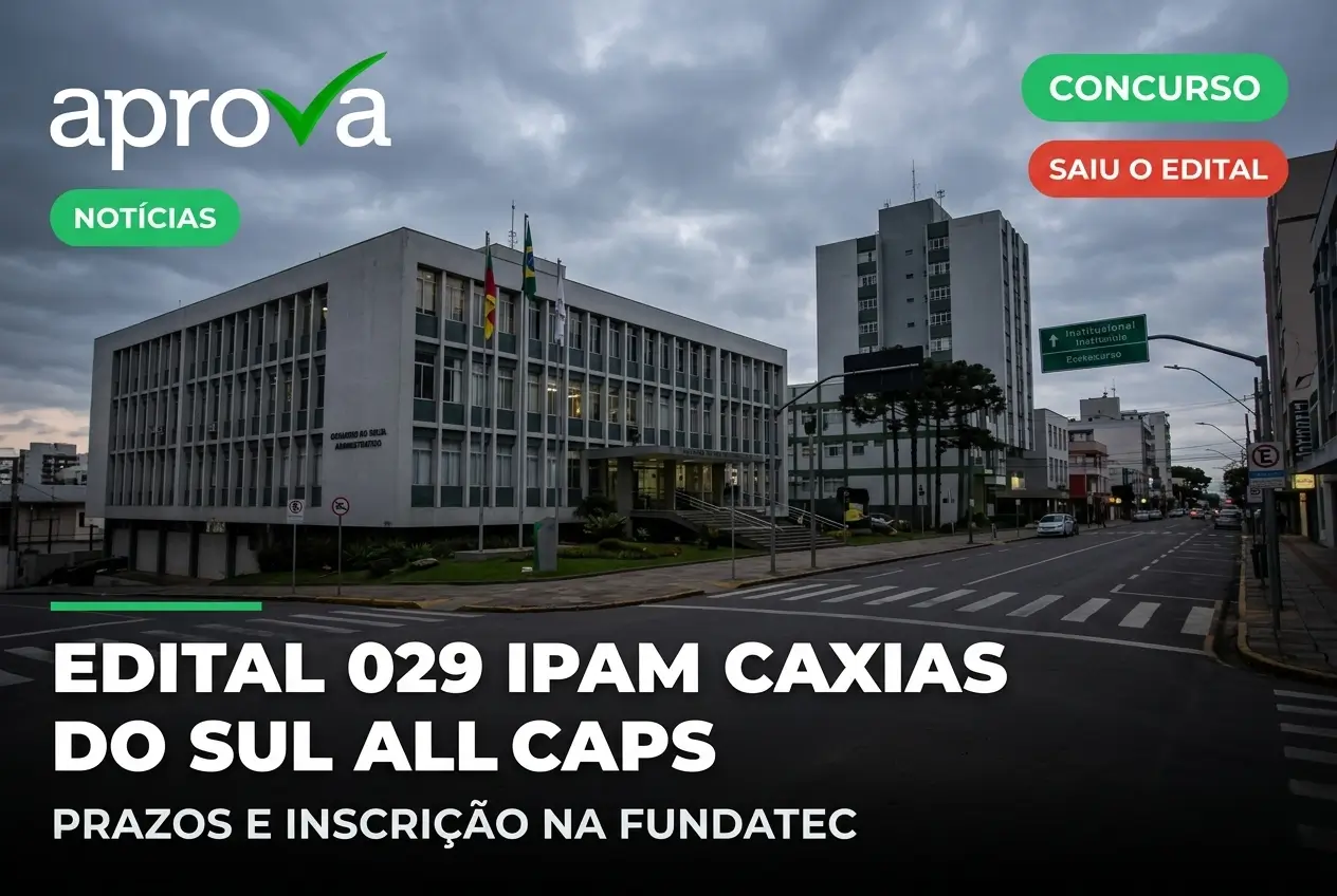 Concurso IPAM Caxias do Sul 2026 oferece vagas com salários de até R$ 11,6 mil e estabilidade