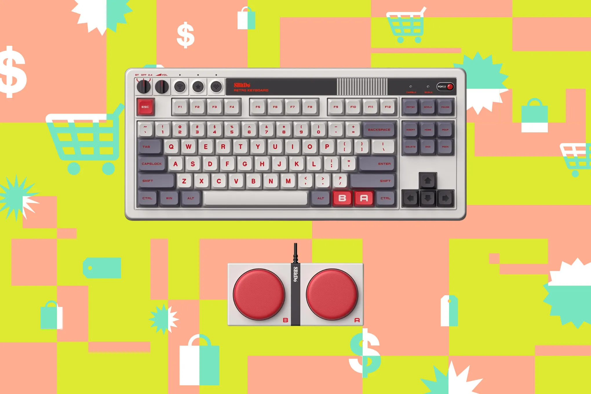 Teclado mecânico 8BitDo com teclado extra está com 30% de desconto