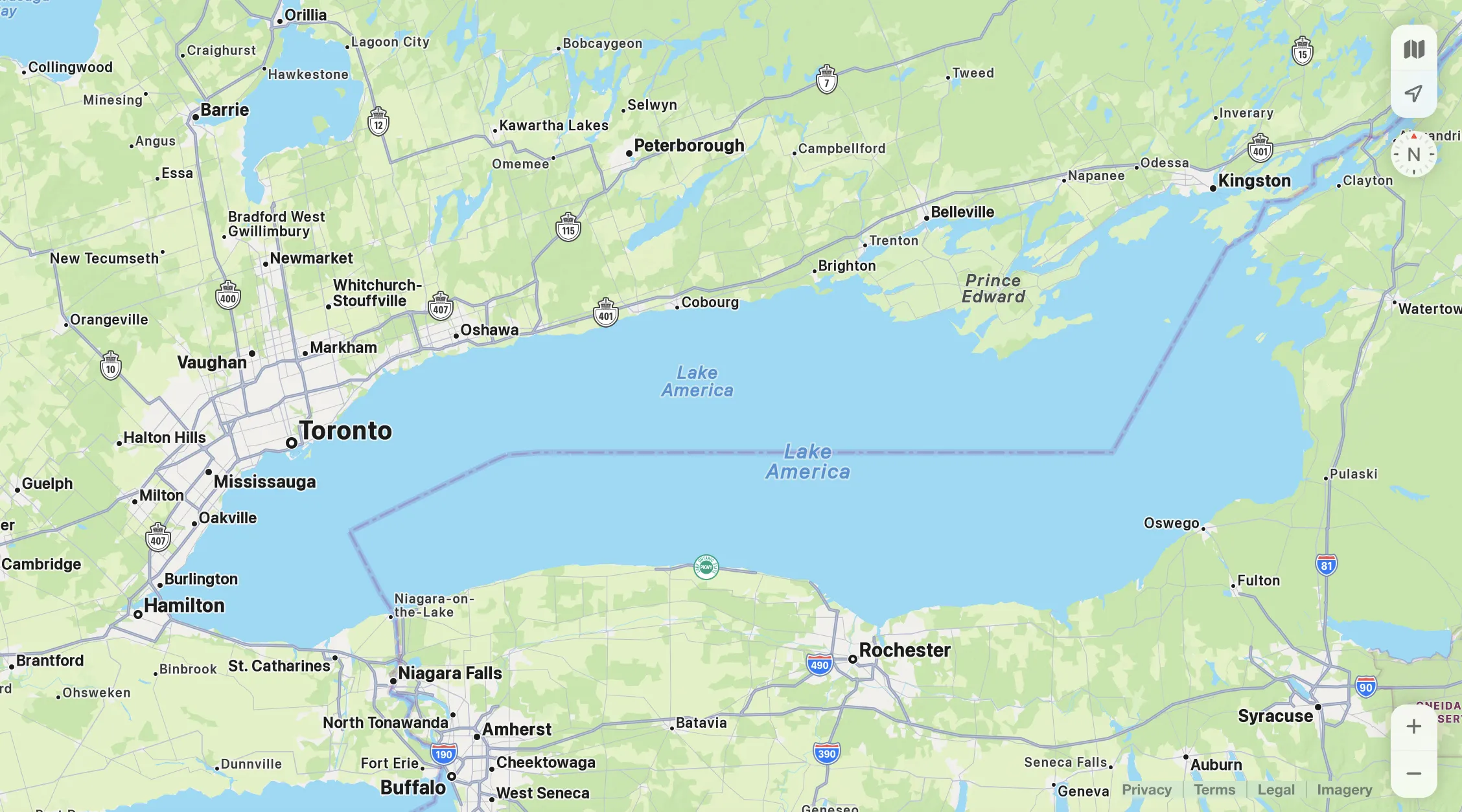 Apple Maps adota nome Lake America para Lago Ontário após Google