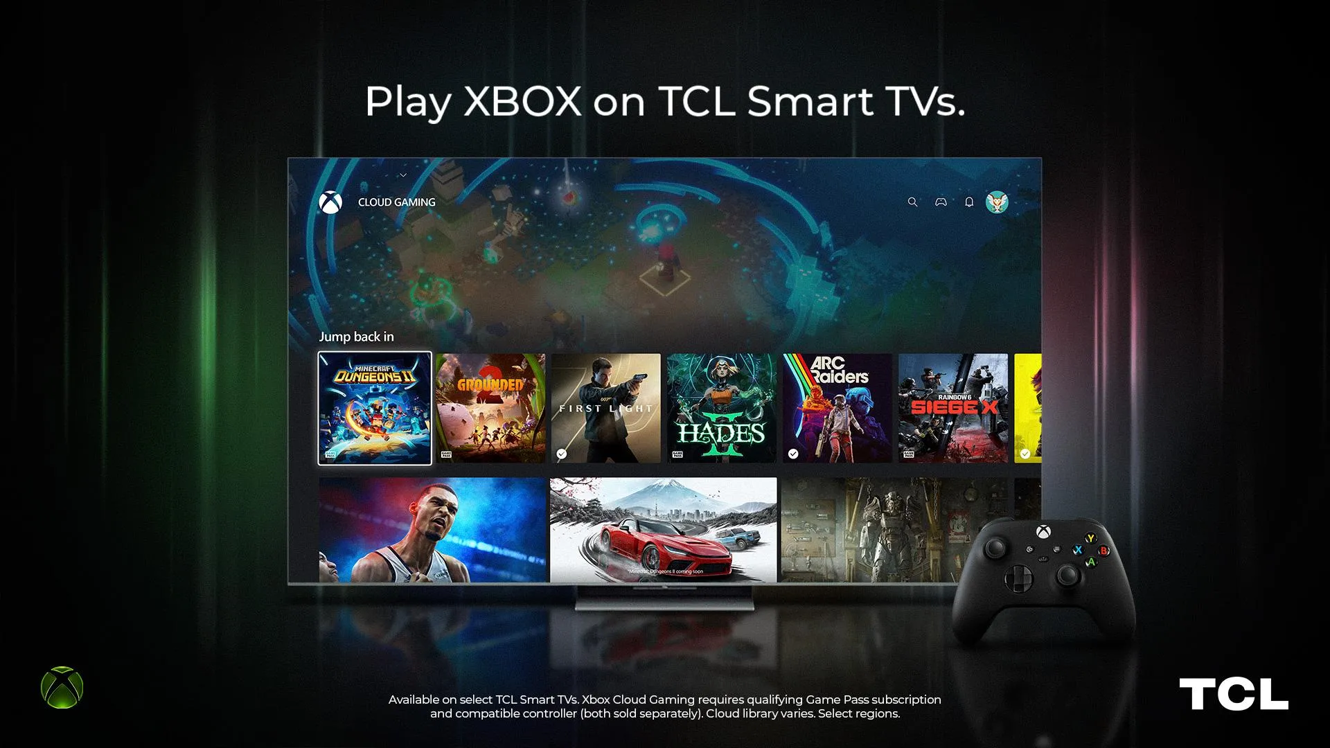 Aplicativo Xbox chega às TVs TCL junto com nova modalidade pay-as-you-go para cloud gaming